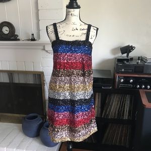 NWT GAP Rainbow Stripe Crazy Sequin Shift Dress